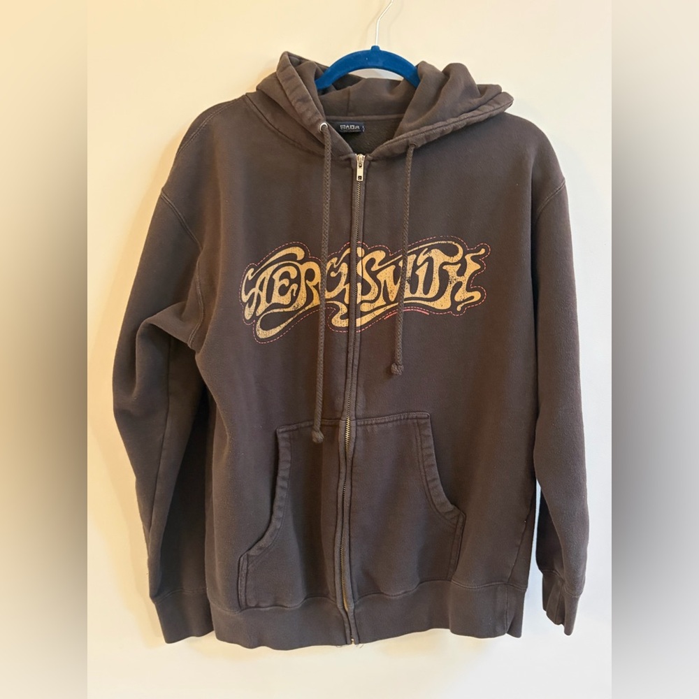 Aerosmith Vintage Full Zip Hoodie Sweatshirt, Hooded Sweater Casual Comfy Zip Up